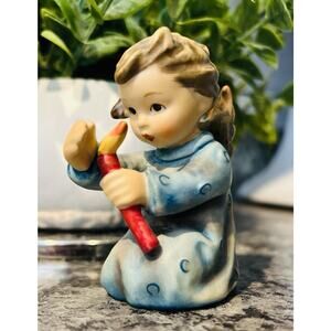 HUMMEL FIGUIRINE SHINING LIGHT ANGEL KNEELING WITH CANDLE 358 3” TM6